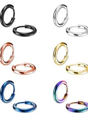 316L Surgical Stainless Steel Small Hoop Earrings 8mm 10mm 12mm 14mm Hypoallerge